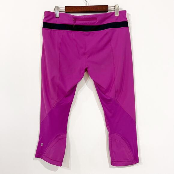 Lululemon Pace Rival Crop Leggings Size 10 Fuschia/Navy - Picture 6 of 9